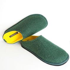 LOWENWEISS EASY BICOLOR WOMEN'S SLIPPERS WOOL GREEN YELLOW REMOVABLE FOOTBED