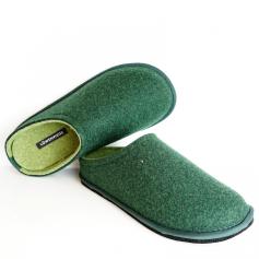 LOWENWEISS EASY BICOLOR MEN'S SLIPPERS WOOL FOREST GREEN LIGHT GREEN REMOVABLE FOOTBED