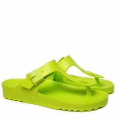DR SCHOLL BAHIA EVA RUBBER FLIP-FLOPS WITH BUCKLE LIME GREEN