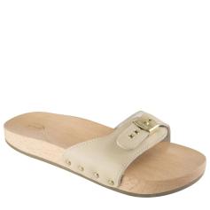 DR SCHOLL PESCURA FLAT MEN'S SLIPPERS IN LEATHER AND BEECH WOOD