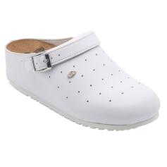 SCHOLL CLOG SOPHY PERFORATED LEATHER ULTRA BREATHABLE WHITE 