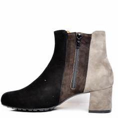 VALE WOMEN'S ANKLE BOOTS SUEDE LEATHER TRICOLOUR BLACK BROWN GREY