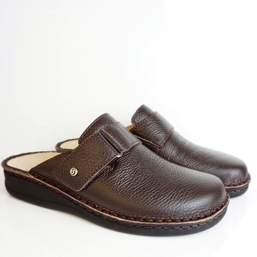 SABATINI MAN SLIPPER GIULIO SOFT BROWN LEATHER REMOVABLE FOOTBED