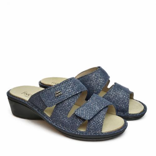 DUNA GLITTER BLUE SLIPPERS WITH DOUBLE STRAP REMOVABLE INSOLE