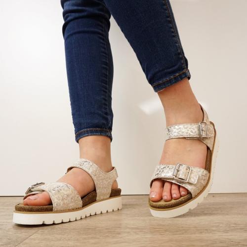 MOBILS BY MEPHISTO TARINA LEATHER SANDALS REMOVABLE INSOLE DOUBLE STRAP LIGHT SAND