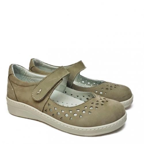 PODOLINE PISTOIA ONE STRAP ORTHOPEDIC TAUPE SHOES WITH REMOVABLE INSOLE