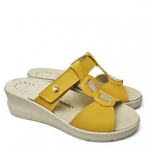 SUSIMODA BISCUIT COLOURED LEATHER SLIPPERS WITH STRAP AND REMOVABLE INSOLE