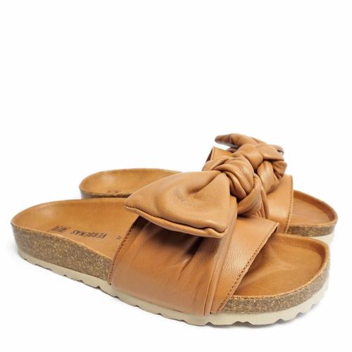 VERBENAS ROXY LEATHER SLIPPERS WITH CROSSED BAND